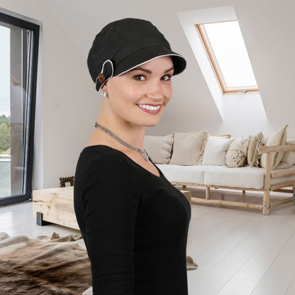 Newsboy Cap Summer Hats for Women 50+ UPF Visor Chemo Headwear Cancer Hair Loss 100% Cotton Small or Medium Heads Barcelona Apparel & Accessories > Clothing Accessories > Headwear Hats Scarves & More   