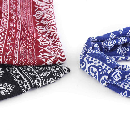 Bohend Boho Headbands Wide Knotted Hair Bands Fashion Printing Bandeau Travel Stretchy Cotton Headband Sport Yoga Hair Accessories for Women and Girls (A) Apparel & Accessories > Clothing Accessories > Bandanas & Headties Bohend   