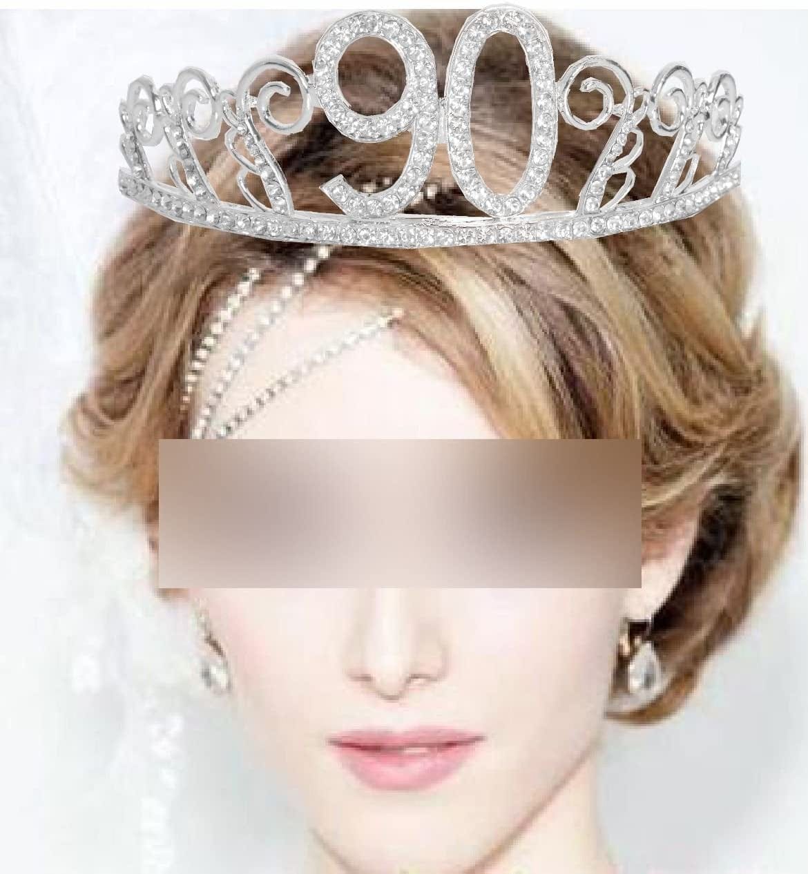 90Th Birthday Sash and Tiara for Women - Fabulous Glitter Sash + Waves Rhinestone Silver Premium Metal Tiara for Her, 90Th Birthday Gifts for 90 Celebration Apparel & Accessories > Clothing Accessories > Sashes MEANT2TOBE   