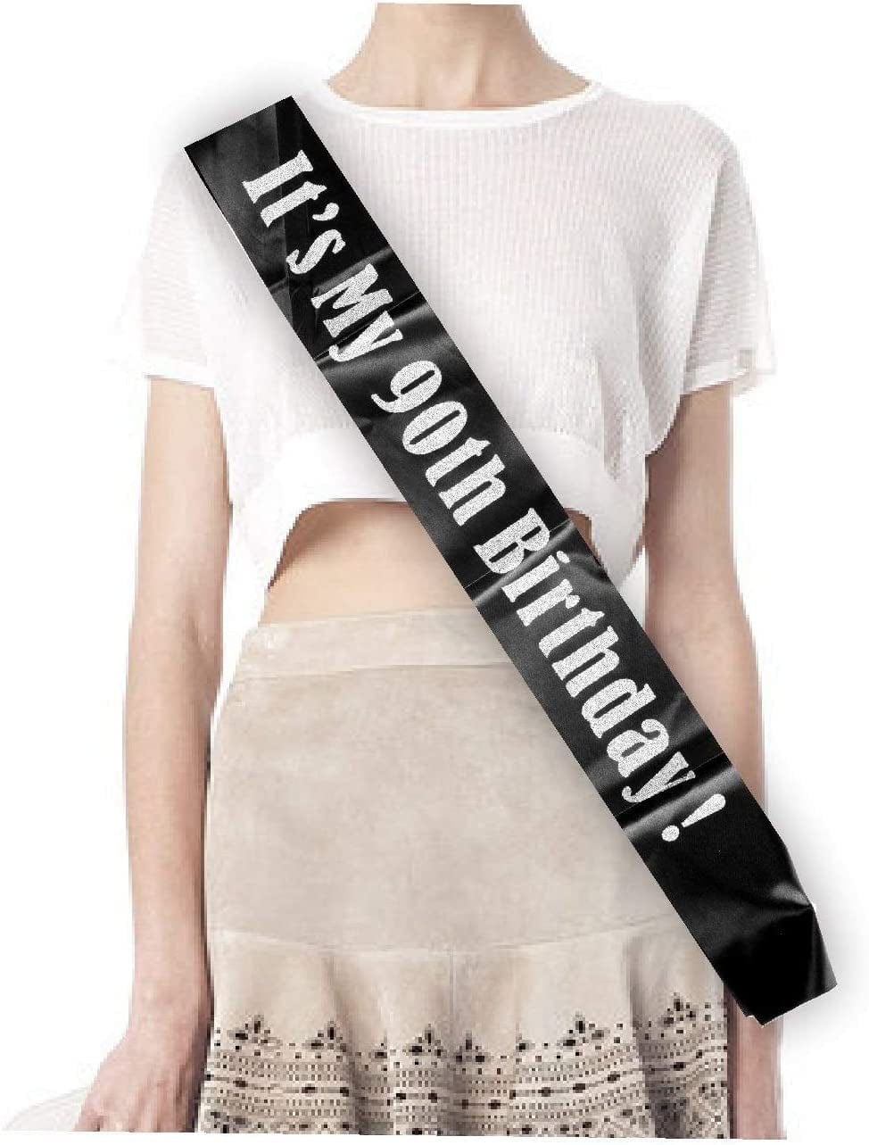 90Th Birthday Sash and Tiara for Women - Fabulous Glitter Sash + Waves Rhinestone Silver Premium Metal Tiara for Her, 90Th Birthday Gifts for 90 Celebration Apparel & Accessories > Clothing Accessories > Sashes MEANT2TOBE   