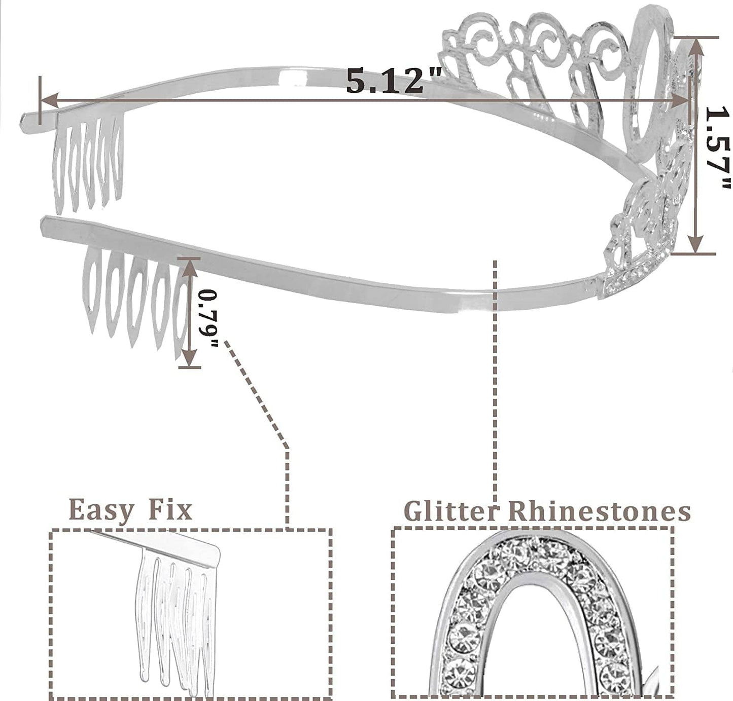 90Th Birthday Sash and Tiara for Women - Fabulous Glitter Sash + Waves Rhinestone Silver Premium Metal Tiara for Her, 90Th Birthday Gifts for 90 Celebration Apparel & Accessories > Clothing Accessories > Sashes MEANT2TOBE   