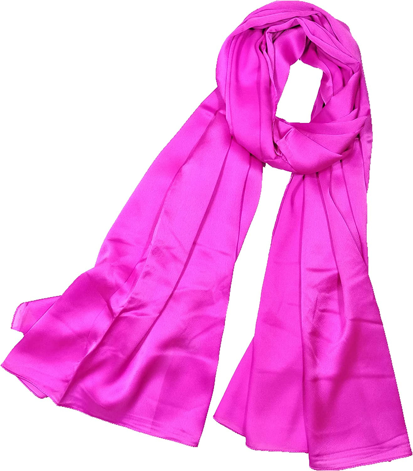 Shanlin Silk Feel Long Satin Patterned & Solid Color Scarves for Women in Gift Box Apparel & Accessories > Clothing Accessories > Scarves & Shawls Shanlin Solid Color: Purple Pink  