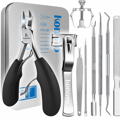 Ingrown Toenail Tool Kit 9 Pcs, Toe Nail Clippers for Adult and Seniors, Large Toenail Clipper for Ingrown Toenail Treatment/Thick Nails Health & Beauty > Personal Care > Cosmetics > Cosmetic Tools > Nail Tools konovo   