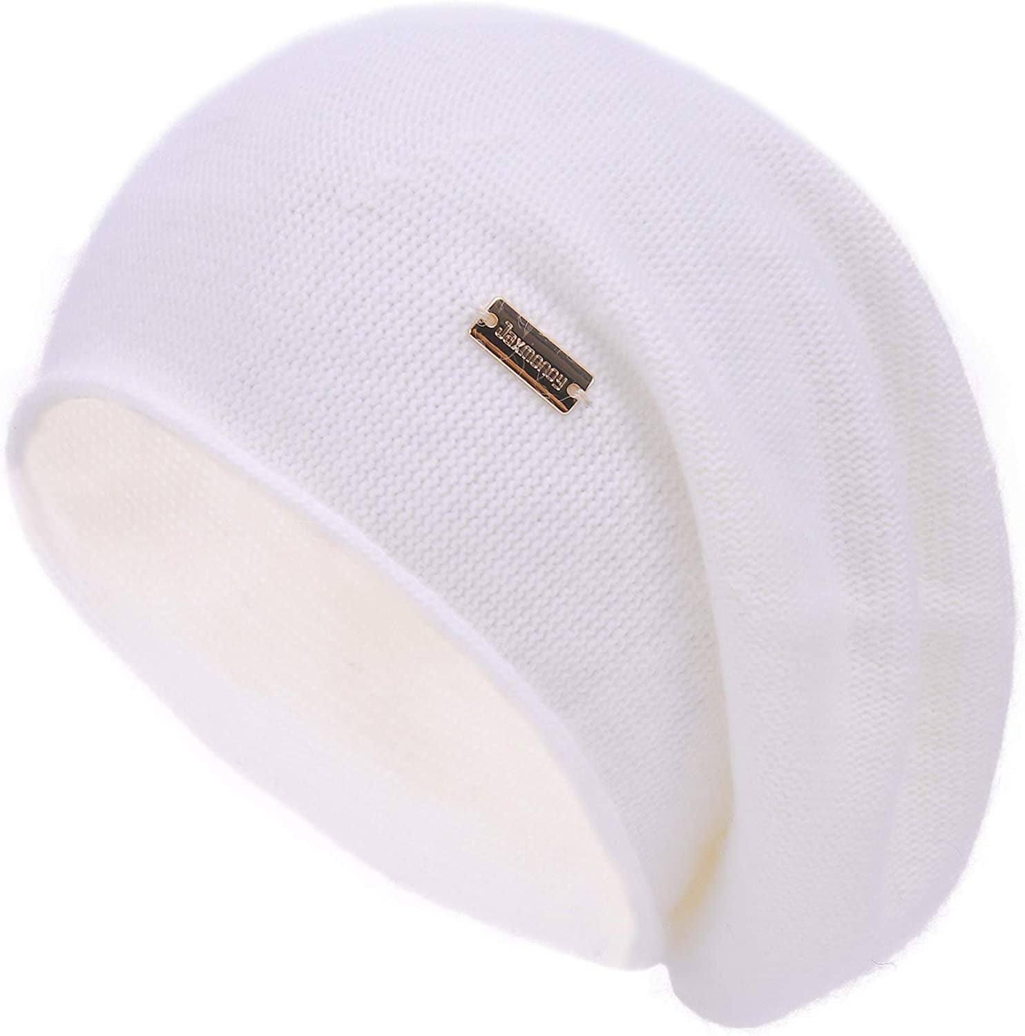 Jaxmonoy Cashmere Slouchy Knit Beanie Hat for Women Winter Soft Warm Ladies Wool Knitted Skull Beanies Cap Apparel & Accessories > Clothing Accessories > Hats jaxmonoy White  