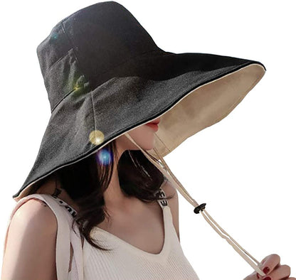 Farodor Women'S Packable Reversible Bucket Hat UV Sun Protection Wide Brim Summer Beach Cap Apparel & Accessories > Clothing Accessories > Hats FaroDor 3black  