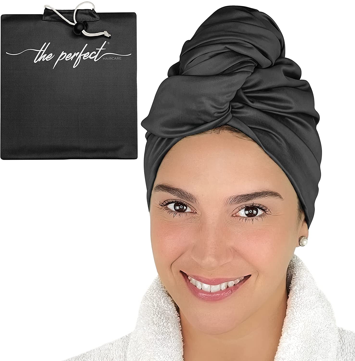 Microfiber Hair Towel Wrap - Ultra-Fine & Silky Smooth - Quick Drying - Absorbent Turban Twist for Curly & Long Hair for Girls & Kids - Anti-Frizz Curly Hair Product - the PERFECT HAIRCARE - Black Health & Beauty > Personal Care > Hair Care THE PERFECT HAIRCARE Black 1 
