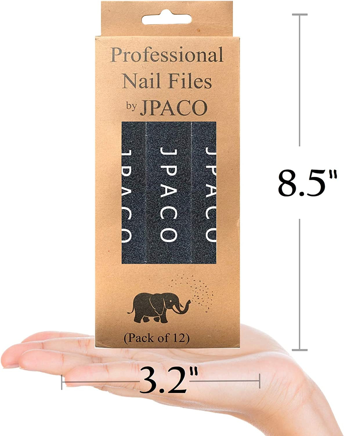 Nail Files 120 240 Grit for Natural Acrylic Poly Nail Extension Gel Nails Double Sided Black Washable Professional Set Manicure Tools (12 Pack) by JPACO Health & Beauty > Personal Care > Cosmetics > Cosmetic Tools > Nail Tools JPACO   