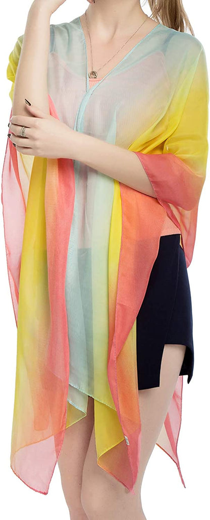 Women'S Chiffon Scarve Shawls Wraps Qunsia Floral Poncho Bikini Cover up Tops Apparel & Accessories > Clothing Accessories > Scarves & Shawls Qunsia   