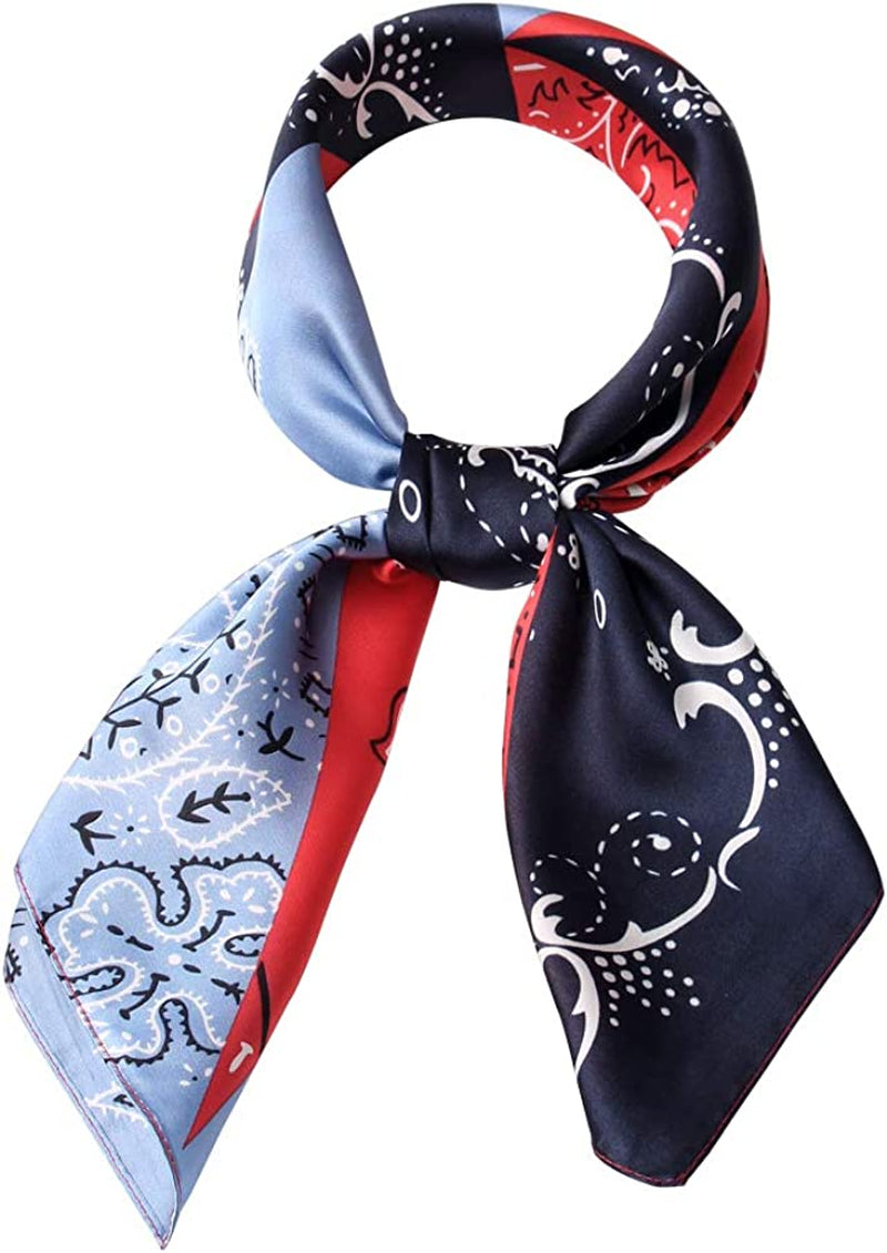 Women'S Fashion Soft Large Satin Square Chiffon Polyester Scarf Set Head Neck Multiuse Solid Colors Available Apparel & Accessories > Clothing Accessories > Bandanas & Headties Persmileful S7 Red Blue  