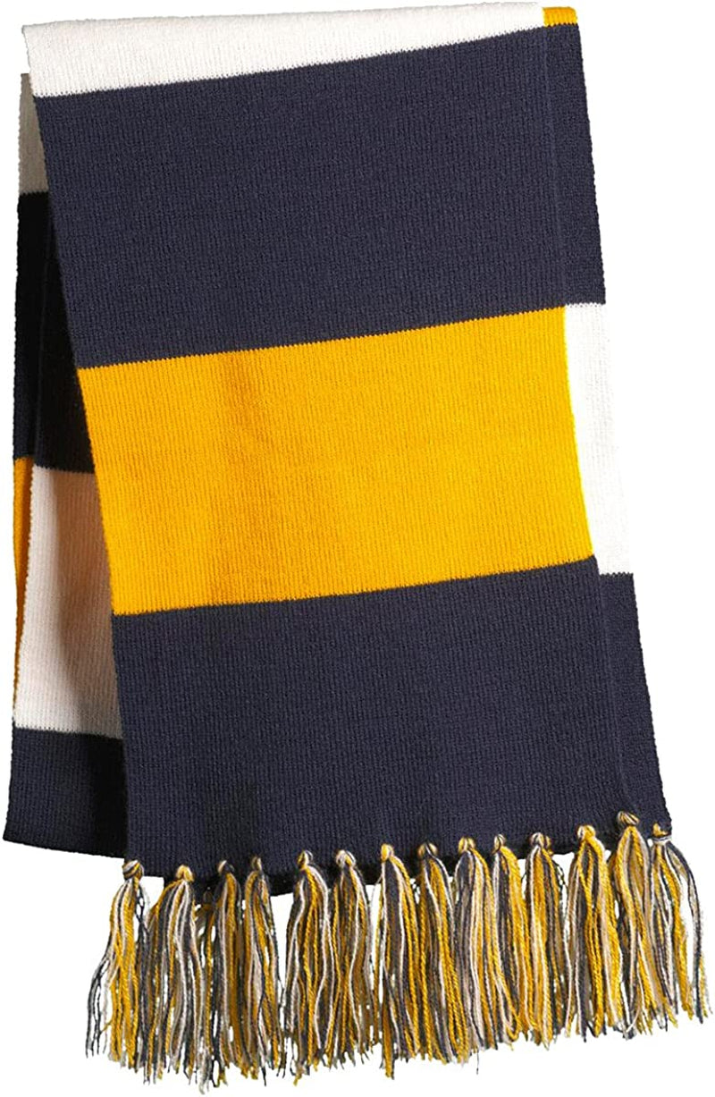 Sport-Tek Favorite Team Spectator Fringed Scarf Apparel & Accessories > Clothing Accessories > Scarves & Shawls Sport Tek True Navy/ Gold/ White One Size 