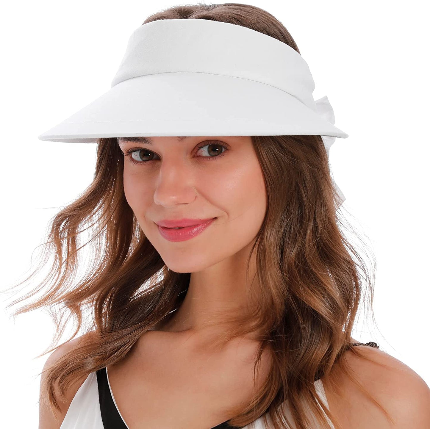 Simplicity Women'S UPF 50+ UV Protection Wide Brim Beach Sun Visor Hat Apparel & Accessories > Clothing Accessories > Hats Simplicity White  