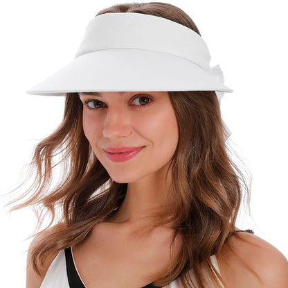 Simplicity Women'S UPF 50+ UV Protection Wide Brim Beach Sun Visor Hat Apparel & Accessories > Clothing Accessories > Hats Simplicity White  