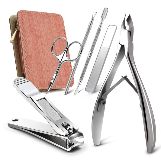 FERYES 6 PCS Manicure Nail Care Kit - Cuticle Removal Tools and Nail Clipper Set – Nail Cutter, Cuticle Nipper, Cuticle Pusher, Nail Scissors, Glass Nail File - Leather Case Packed Health & Beauty > Personal Care > Cosmetics > Cosmetic Tools > Nail Tools FERYES   