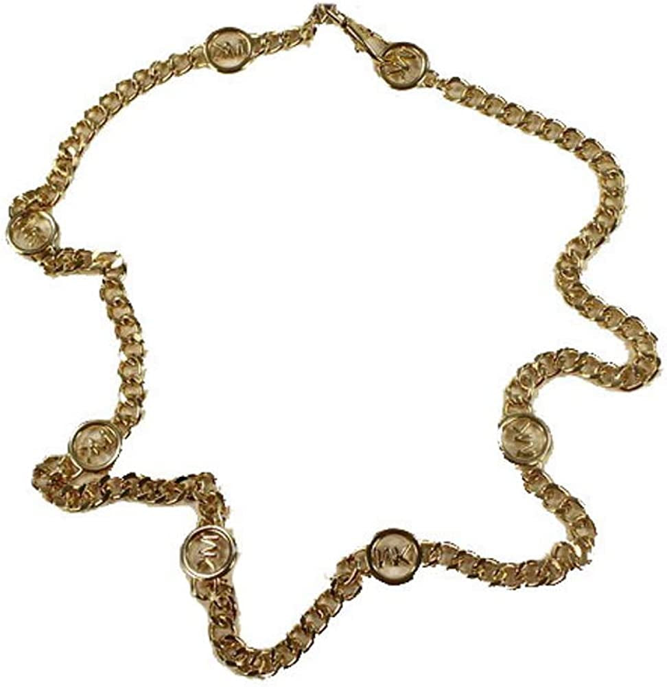 Michael Kors Women'S Mk Logo Hamilton Lock Metal Chain Belt Apparel & Accessories > Clothing Accessories > Belts Michael Kors Gold Large/X-Large 