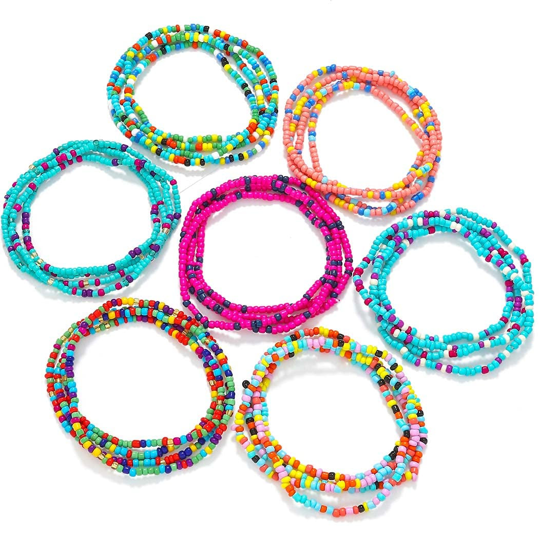 ELABEST Fashion Beads Waist Chain African Belly Bead Body Chain Beach 7Pcs Waist Jewelry Summer Body Accessories for Women (7Pcs-3) Apparel & Accessories > Jewelry > Body Jewelry ELABEST 7pcs-1  