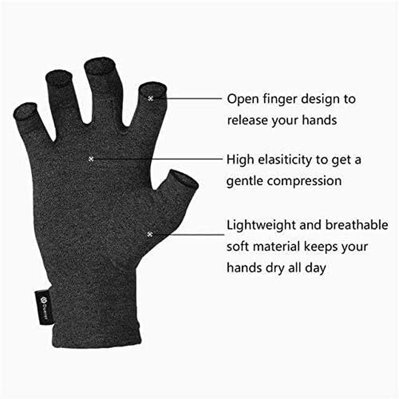 Duerer Arthritis Compression Gloves Women Men for RSI, Carpal Tunnel, Rheumatiod, Tendonitis, Fingerless Gloves for Computer Typing and Dailywork (Black, M) Apparel & Accessories > Clothing Accessories > Gloves & Mittens Duerer   