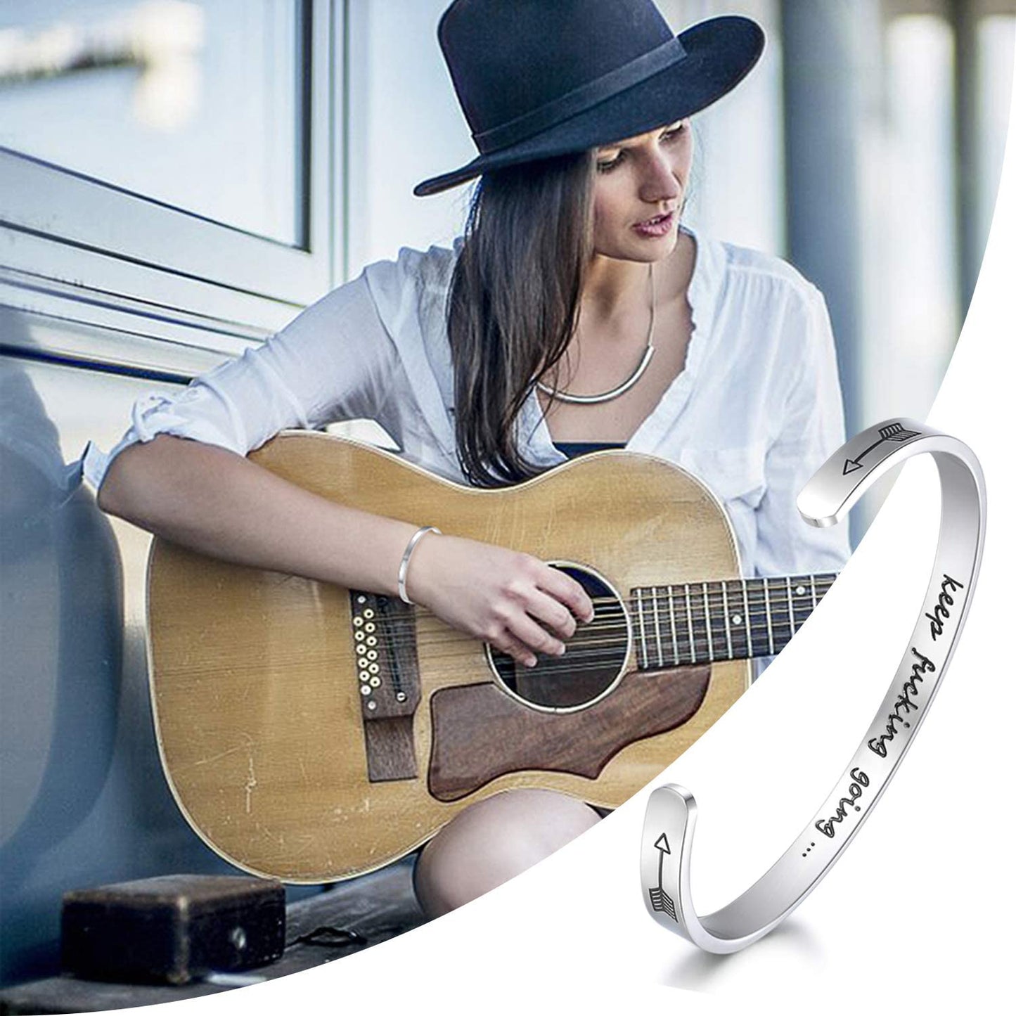 CERSLIMO Inspirational Gifts for Women Bracelet, Personalized Inspire Quotes Cuff Bangle Friendship Jewelry Graduation Encouragement Gift for Her Teen Girls Apparel & Accessories > Jewelry > Bracelets CERSLIMO   