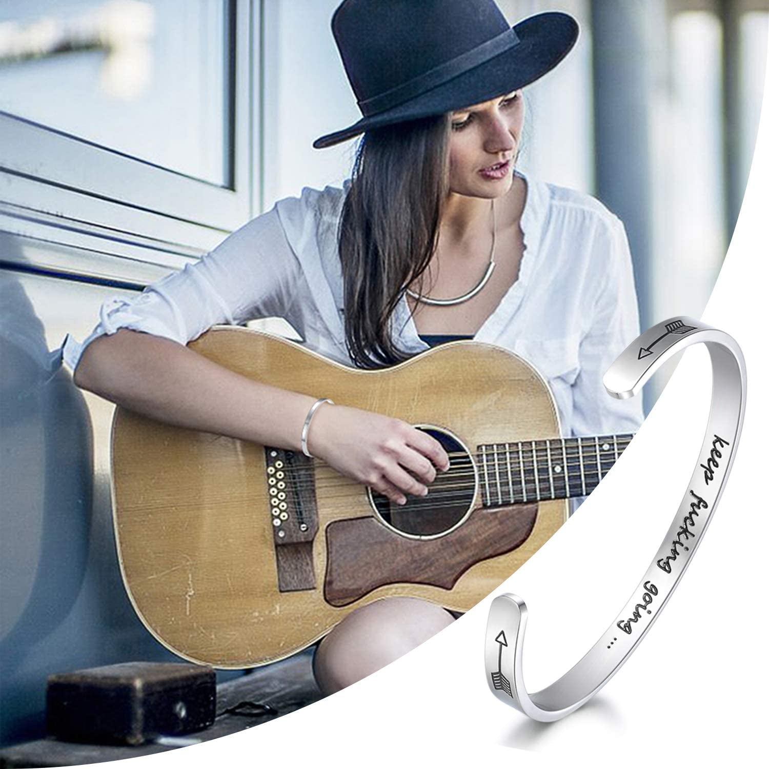 CERSLIMO Inspirational Gifts for Women Bracelet, Personalized Inspire Quotes Cuff Bangle Friendship Jewelry Graduation Encouragement Gift for Her Teen Girls Apparel & Accessories > Jewelry > Bracelets CERSLIMO   
