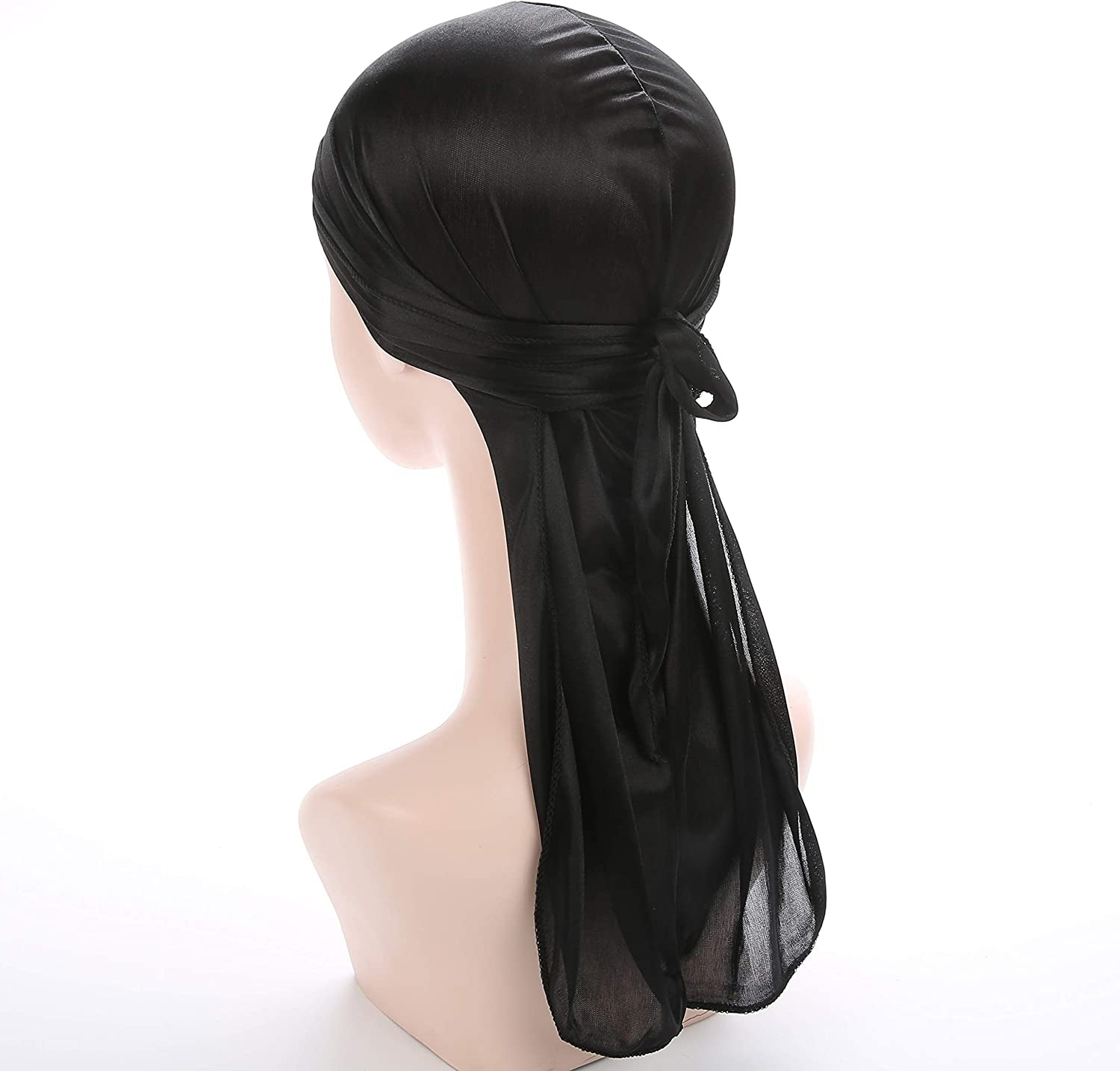 Fxhixiy Men Women Durag Extra Long-Tail Headwraps Silky Satin Pirate Cap Bandana Hat for 360 Waves Apparel & Accessories > Clothing Accessories > Bandanas & Headties Fxhixiy   
