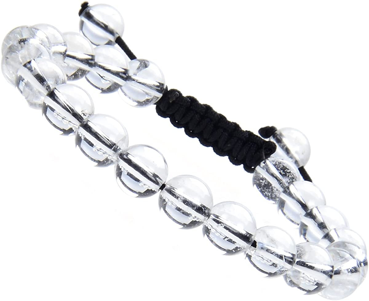Massive Beads Natural Healing Power Gemstone Crystal Beads Unisex Adjustable Macrame Bracelets 8Mm Apparel & Accessories > Jewelry > Bracelets MASSIVE BEADS Clear Crystal  