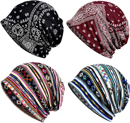 ELLEWIN Cotton Slouchy Beanie Hip-Hop Soft Lightweight Running Beanie Adult Dwarf Hats Chemo Cap for Men Women Apparel & Accessories > Clothing Accessories > Headwear Does Not Apply Multicolor2-4pk  
