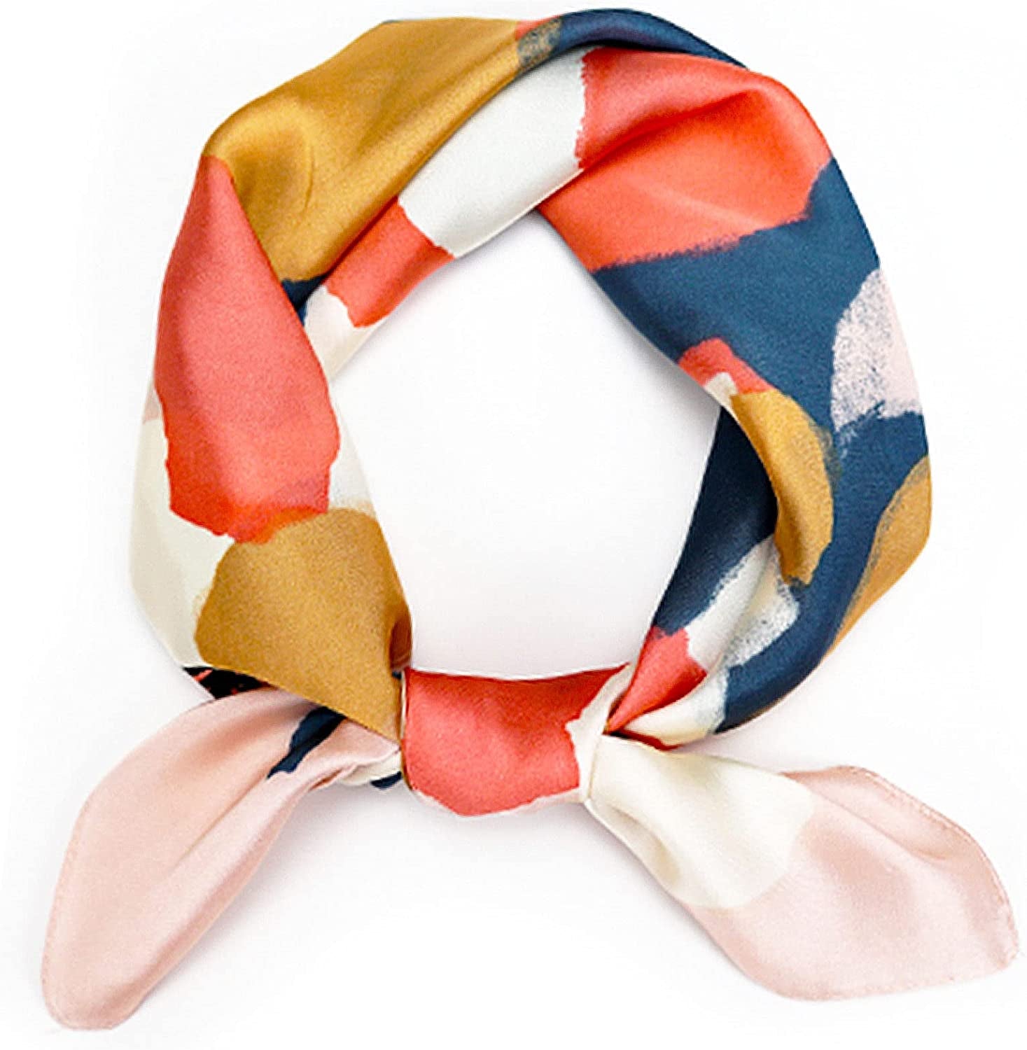 Fashion Hair Scarf for Women Lightweight Silk Feeling Head Scarves Square Bandanas 27.5× 27.5 Inches Apparel & Accessories > Clothing Accessories > Bandanas & Headties Roizsx D-pink Oil Painting  