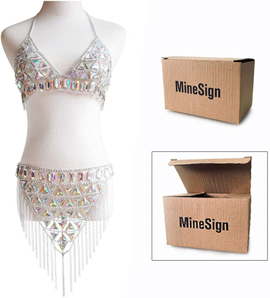 Minesign Crystal Body Chain Large Women Waist Vest Harness Shoulder Jewelry Kit for Maternity Photo Shoot Party Bikini Apparel & Accessories > Jewelry > Body Jewelry MineSign   