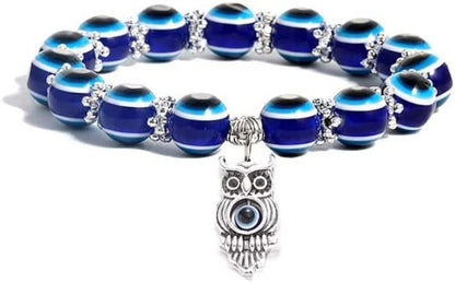 Evil Eye Hamsa Blue Beaded Charm Stretch Bracelet Hand of Fatima Turkish Lucky Evil Eye Bracelet for Protection and Blessing(10 Mm-Plastic) Apparel & Accessories > Jewelry > Bracelets generic 8 mm-C  