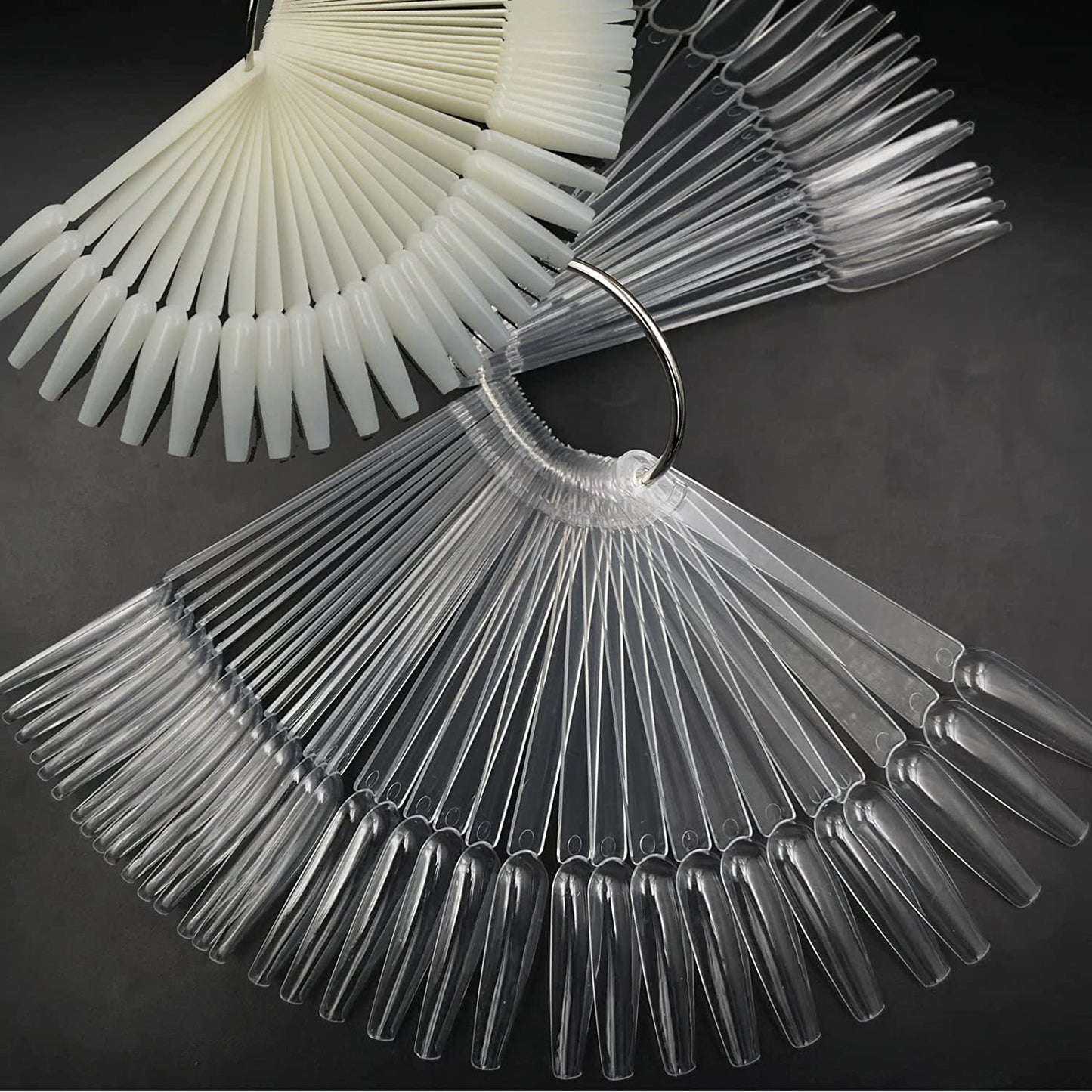 Loveourhome 150Pc Long Coffin Nail Swatch Sticks Vanish Polish Color Design Display Stick Tips Ballerina Sample Tester Sticks Nails Art Practice Tools with Rings Health & Beauty > Personal Care > Cosmetics > Cosmetic Tools > Nail Tools LoveOurHome   
