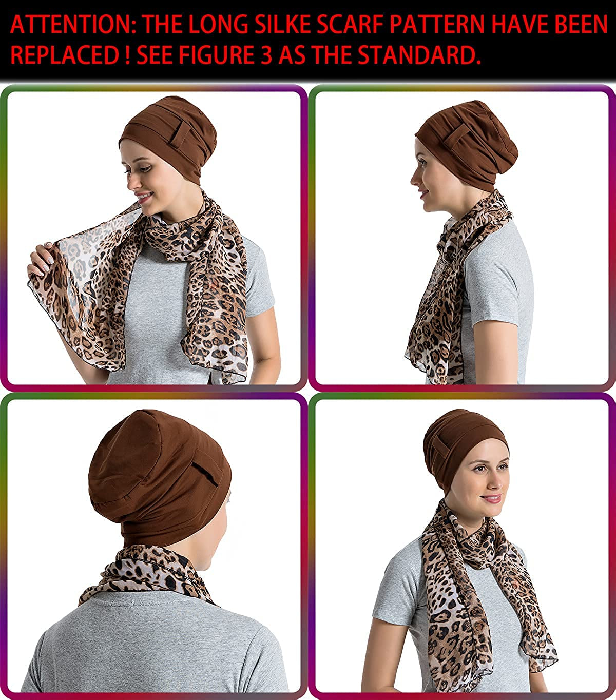 Bamboo Cotton Liner Chemo Headwear for Womenwith Silky Scarfs for Cancer Hair Loss Sleep Caps Beanie Coffee Apparel & Accessories > Clothing Accessories > Headwear JarseHera   