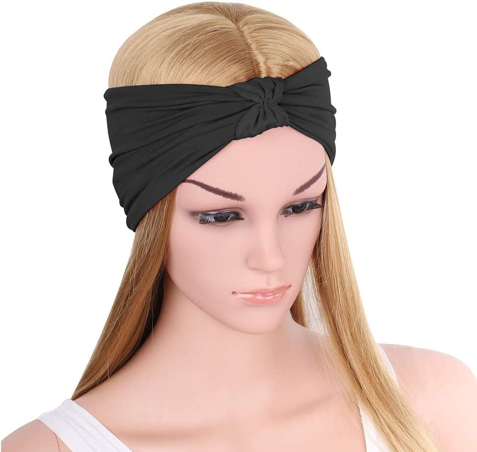 Moko Headbands for Women 2Pack, Versatile Solid Headband Hair Wrap Multi-Style Casual Sports Headwear, Stretchy Breathable Moisture Wicking Head Wrap for Workout, Running, Yoga Apparel & Accessories > Clothing Accessories > Headwear MoKo   