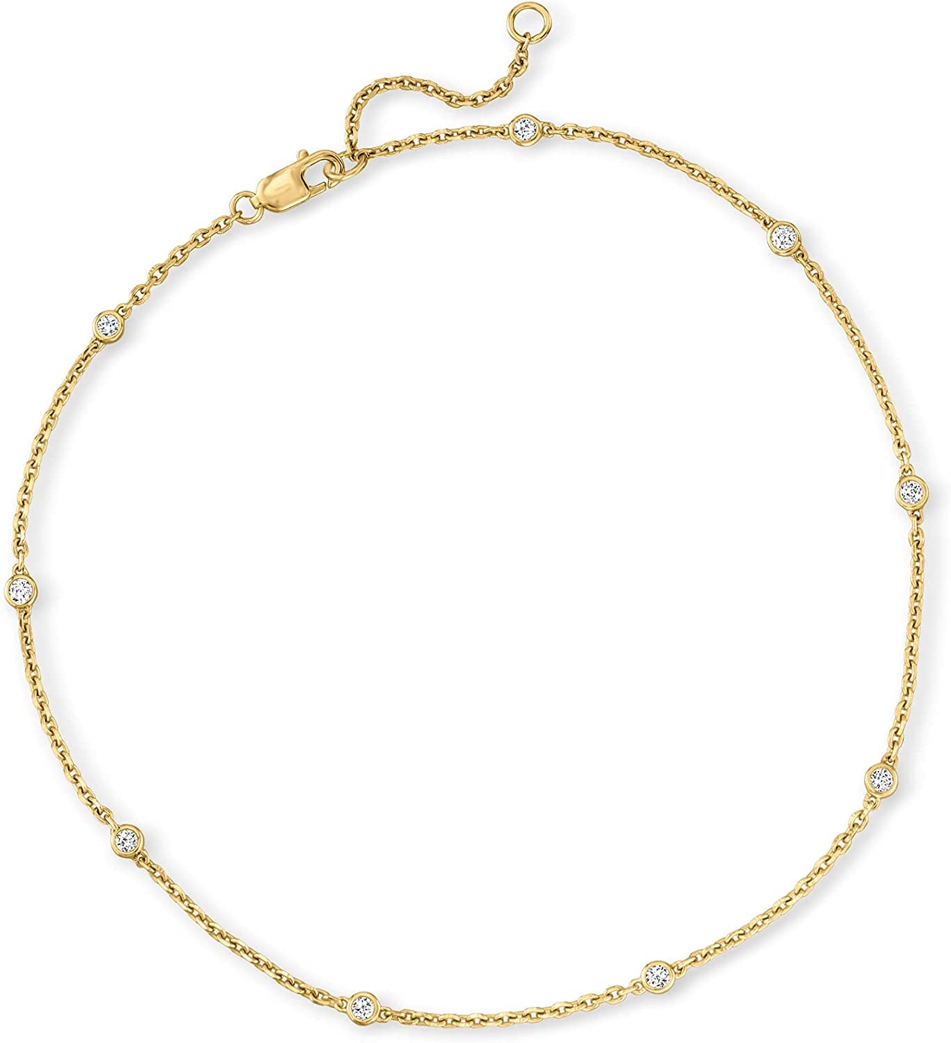 Ross-Simons 0.25 Ct. T.W. Diamond Anklet in 18Kt Gold over Sterling. 9 Inches Apparel & Accessories > Jewelry > Anklets Ross-Simons   