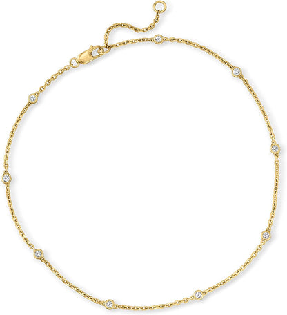 Ross-Simons 0.25 Ct. T.W. Diamond Anklet in 18Kt Gold over Sterling. 9 Inches Apparel & Accessories > Jewelry > Anklets Ross-Simons   