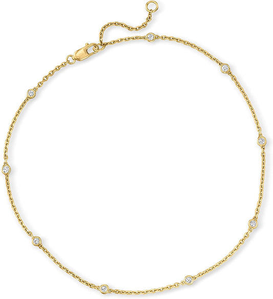 Ross-Simons 0.25 Ct. T.W. Diamond Anklet in 18Kt Gold over Sterling. 9 Inches Apparel & Accessories > Jewelry > Anklets Ross-Simons   