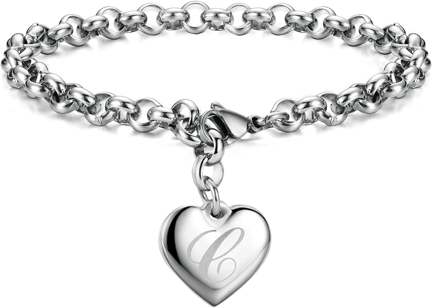 Heart Initial Charm Bracelets for Teen Girls Letters Alphabet Bracelet Jewelry for Girls Gifts for Teenage Girls Apparel & Accessories > Jewelry > Bracelets Monily C  