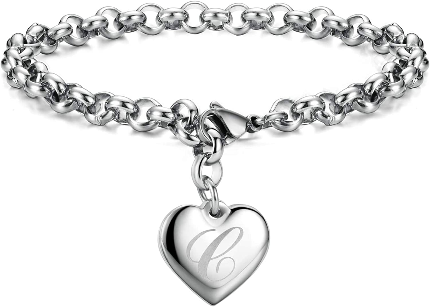 Heart Initial Charm Bracelets for Teen Girls Letters Alphabet Bracelet Jewelry for Girls Gifts for Teenage Girls Apparel & Accessories > Jewelry > Bracelets Monily C  
