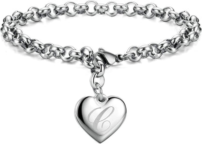 Heart Initial Charm Bracelets for Teen Girls Letters Alphabet Bracelet Jewelry for Girls Gifts for Teenage Girls Apparel & Accessories > Jewelry > Bracelets Monily C  