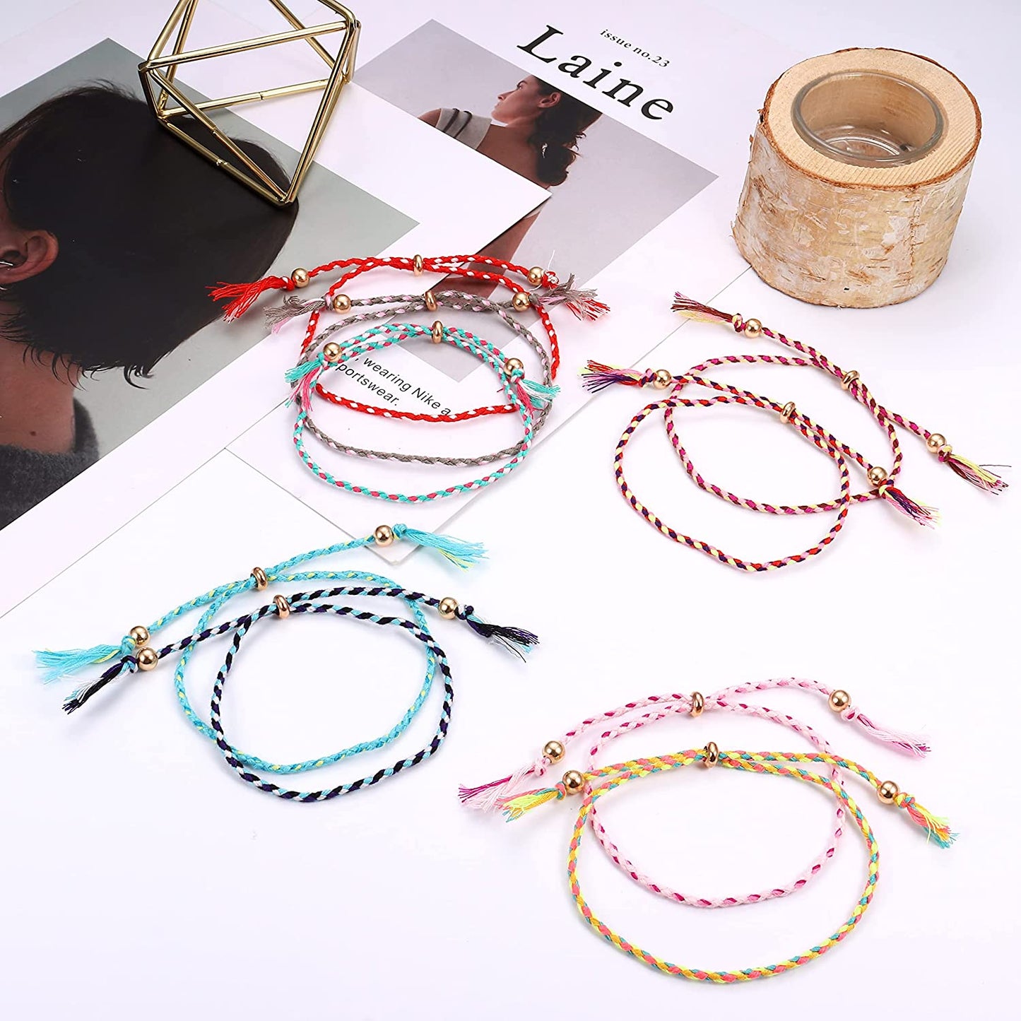 LOLIAS 35Pcs Woven Wrap Friendship Bracelets for Women Men Adjustable Braided String Bracelet Colorful Handmade Rope Friendship Bracelets Pack Boho Party Favors Apparel & Accessories > Jewelry > Bracelets LOLIAS   