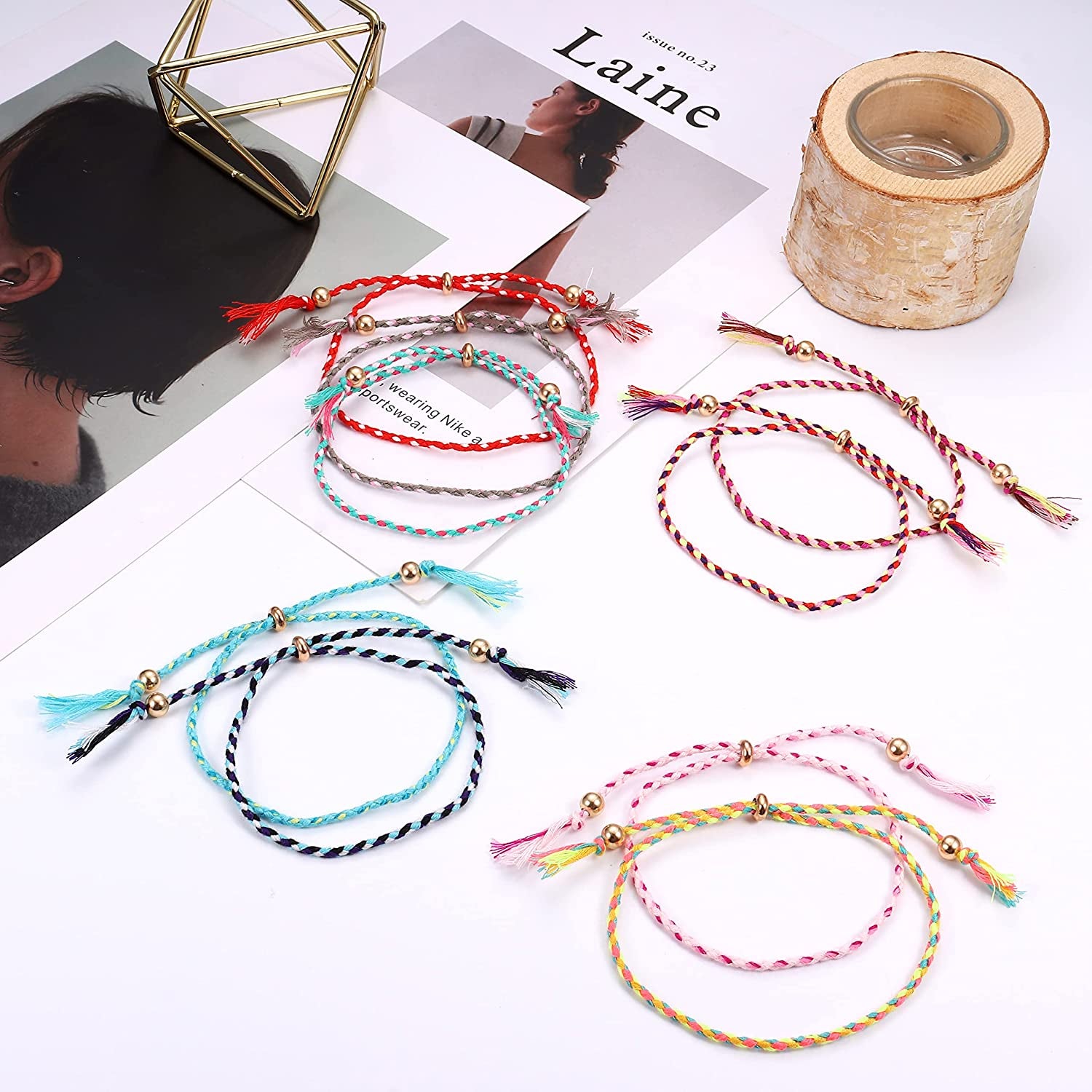 LOLIAS 35Pcs Woven Wrap Friendship Bracelets for Women Men Adjustable Braided String Bracelet Colorful Handmade Rope Friendship Bracelets Pack Boho Party Favors Apparel & Accessories > Jewelry > Bracelets LOLIAS   