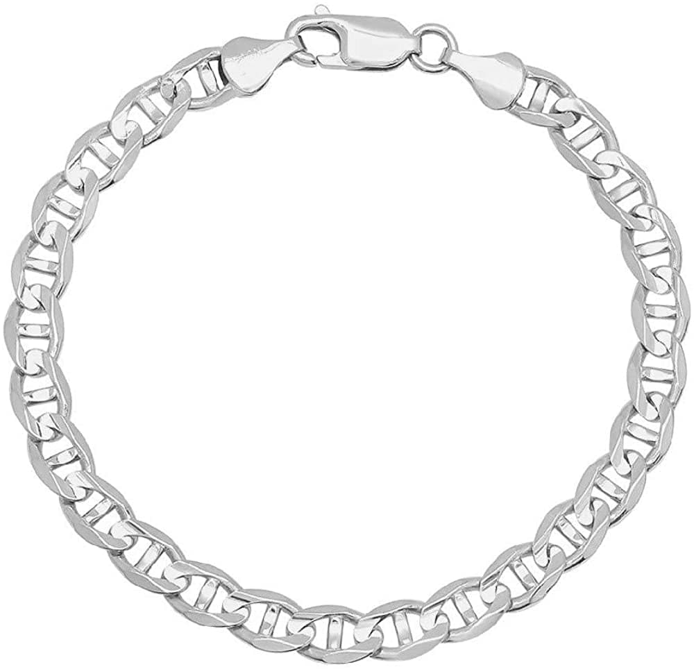 925 Sterling Silver 4.5Mm Mariner Chain Link Anklet - Available in Silver or Yellow Apparel & Accessories > Jewelry > Anklets PORI JEWELERS Silver 11.0 Inches 