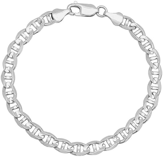 925 Sterling Silver 4.5Mm Mariner Chain Link Anklet - Available in Silver or Yellow Apparel & Accessories > Jewelry > Anklets PORI JEWELERS Silver 11.0 Inches 