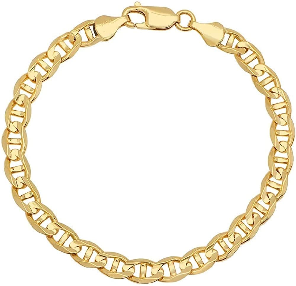 925 Sterling Silver 4.5Mm Mariner Chain Link Anklet - Available in Silver or Yellow Apparel & Accessories > Jewelry > Anklets PORI JEWELERS Yellow 11.0 Inches 
