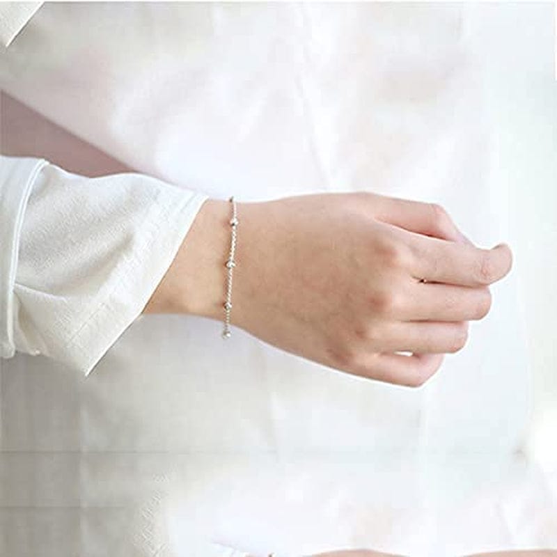 925 Sterling Silver Ankle Bracelet for Women Adjustable Bead Ankets Bracelets for Women Girls Satellite Anklet Beach Jewelry Link Chain Bracelet Apparel & Accessories > Jewelry > Anklets YALLNASL   