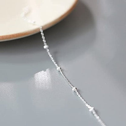 925 Sterling Silver Ankle Bracelet for Women Adjustable Bead Ankets Bracelets for Women Girls Satellite Anklet Beach Jewelry Link Chain Bracelet Apparel & Accessories > Jewelry > Anklets YALLNASL   