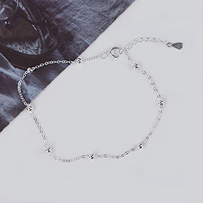 925 Sterling Silver Ankle Bracelet for Women Adjustable Bead Ankets Bracelets for Women Girls Satellite Anklet Beach Jewelry Link Chain Bracelet Apparel & Accessories > Jewelry > Anklets YALLNASL   