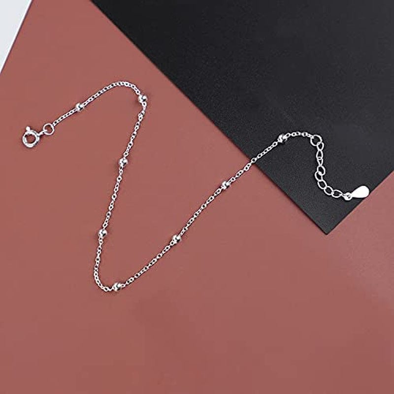 925 Sterling Silver Ankle Bracelet for Women Adjustable Bead Ankets Bracelets for Women Girls Satellite Anklet Beach Jewelry Link Chain Bracelet Apparel & Accessories > Jewelry > Anklets YALLNASL   