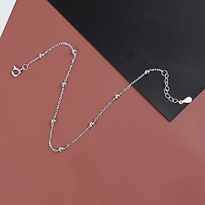 925 Sterling Silver Ankle Bracelet for Women Adjustable Bead Ankets Bracelets for Women Girls Satellite Anklet Beach Jewelry Link Chain Bracelet Apparel & Accessories > Jewelry > Anklets YALLNASL   