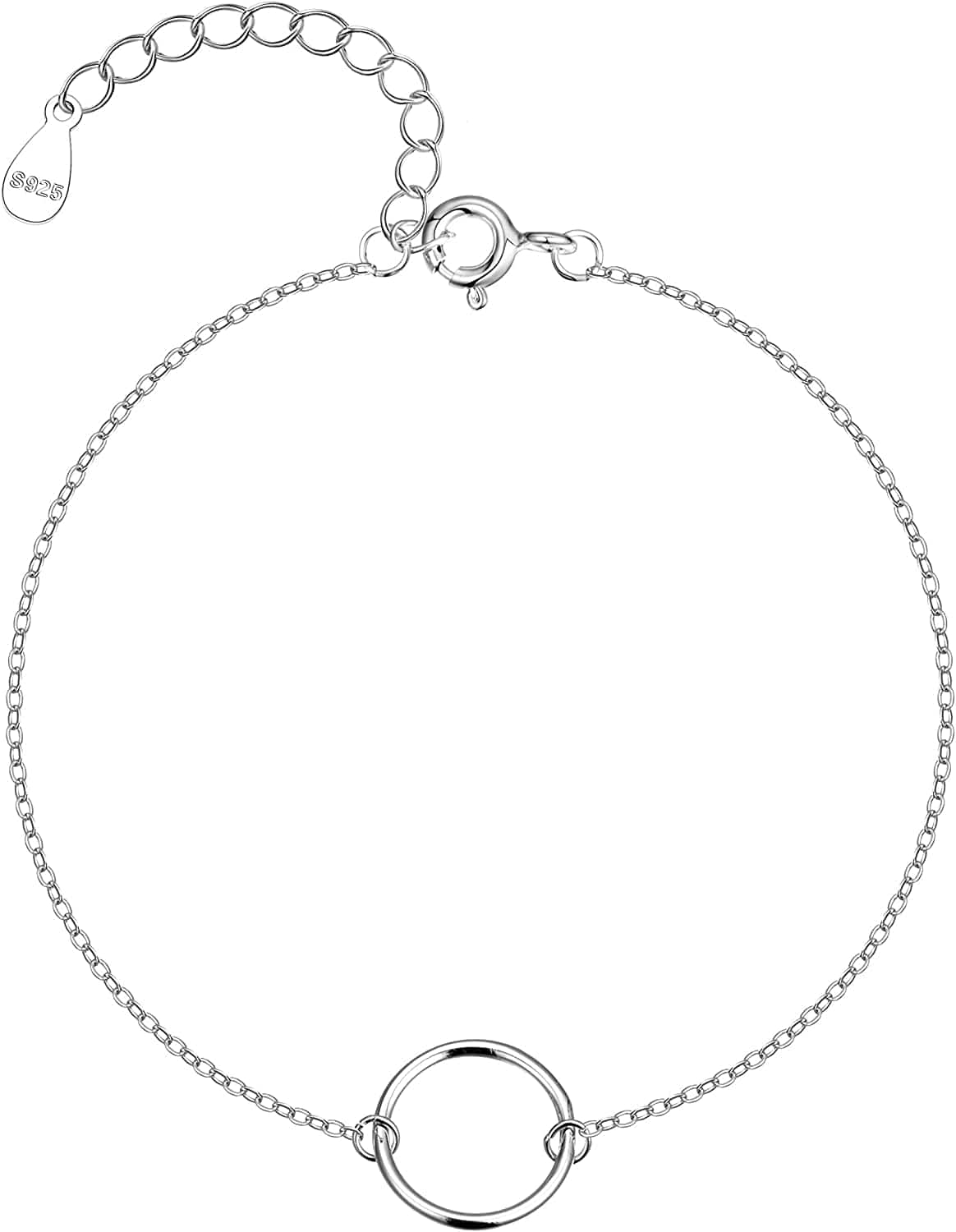 925 Sterling Silver Ankle Bracelet Multilayer Anklets for Women Satellite, Star, Cross, Circle, Butterfly, Teardrop, Oval Disk Layered Anklet Beach Jewelry Apparel & Accessories > Jewelry > Anklets CHIC & ARTSY circle  
