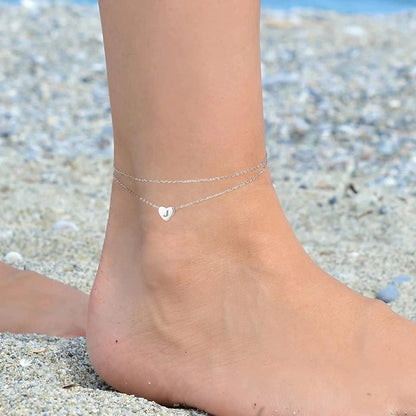 925 Sterling Silver Ankle Bracelets for Women, Silver Anklets for Women Layered Heart Ankle Bracelets Dainty Letter Initial Anklet A-Z Silver Anklets for Women Teen Girls Beach Foot Jewelry Gifts Apparel & Accessories > Jewelry > Anklets IEFSHINY   