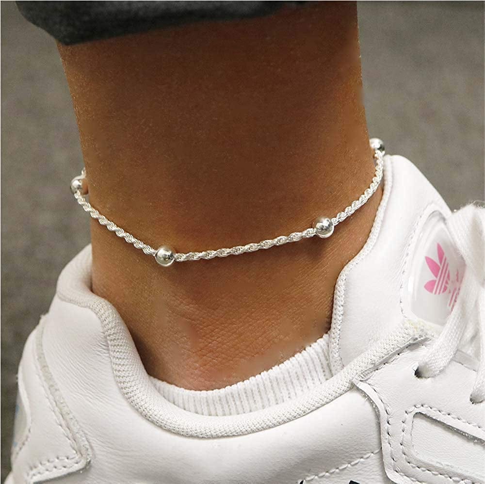 925 Sterling Silver Anklets for Women, Ankle Bracelets for Women, Basic Chain Link Anklets for Women, Girls Anklets, Beach Anklets, Bead Anklet, Summer Jewelry, 10 Inch Anklet Apparel & Accessories > Jewelry > Anklets Verona Jewelers   